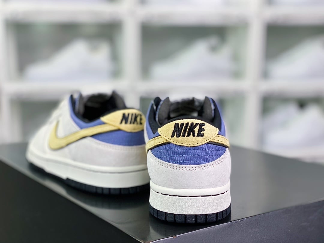 NK Dunk Low Cinza Denim Azul Amarelo - Vista 4
