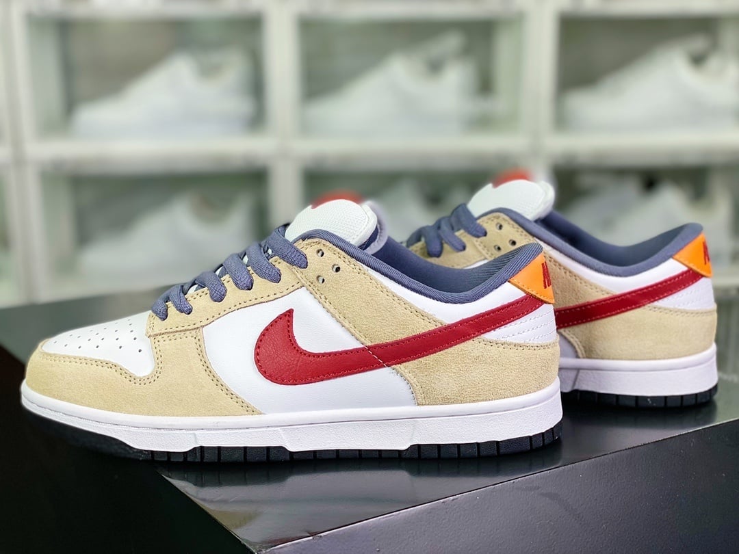 NK Dunk Low Creme, Branco e Vermelho Alperce - Vista 2