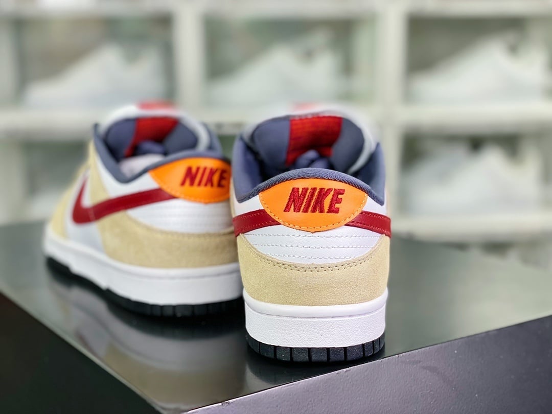 NK Dunk Low Creme, Branco e Vermelho Alperce - Vista 3