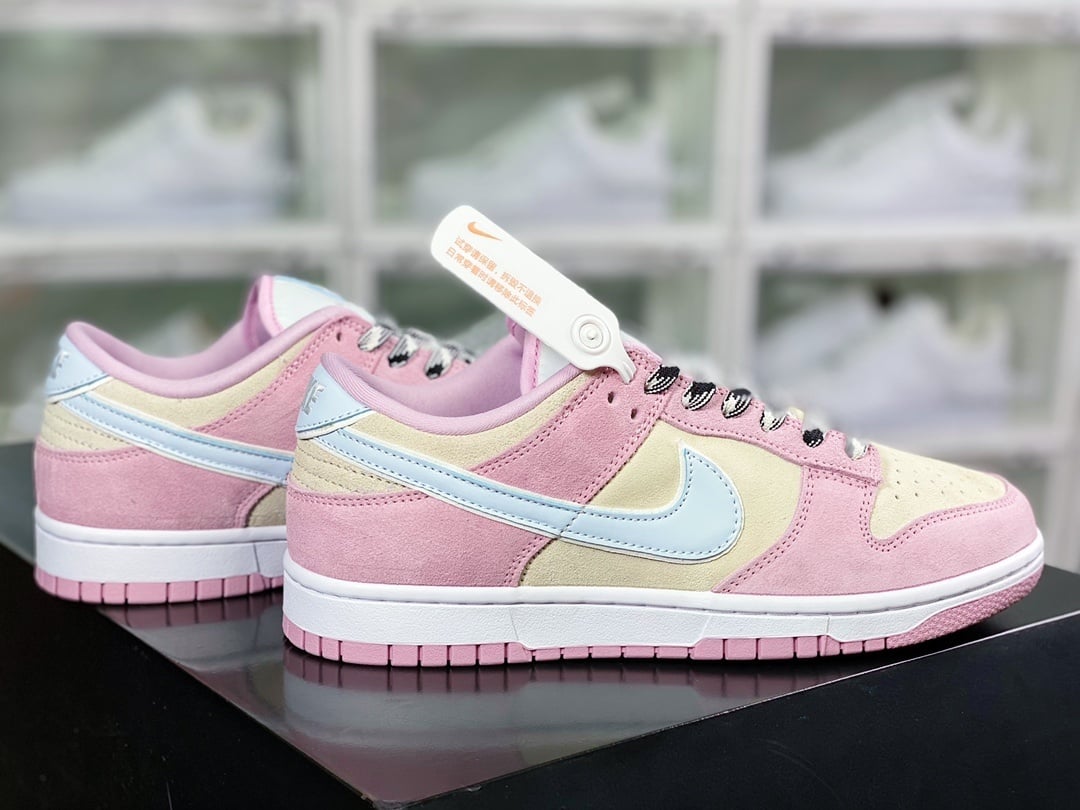 NK Dunk Low Camurça Rosa Claro e Azul - Vista 2