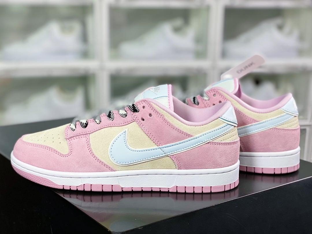 NK Dunk Low Camurça Rosa Claro e Azul - Vista 3