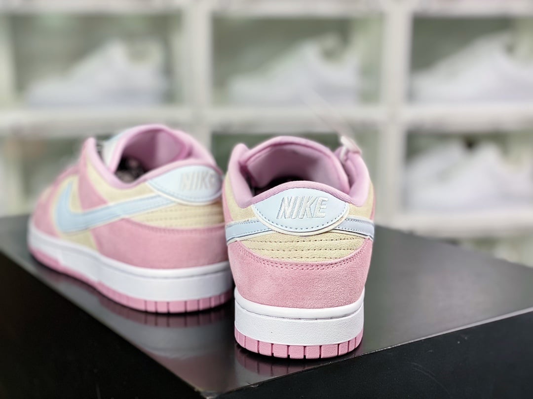 NK Dunk Low Camurça Rosa Claro e Azul - Vista 4