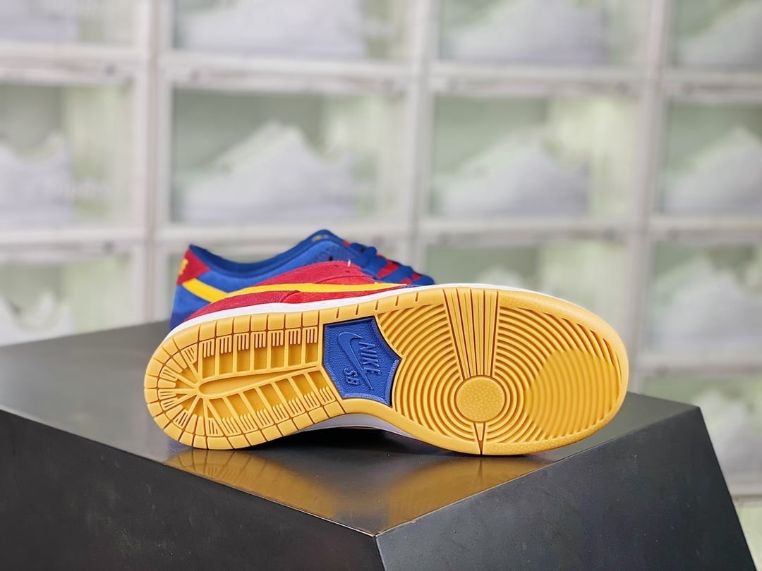 NK Dunk Low Azul, Vermelho e Amarelo Patchwork - Vista 4