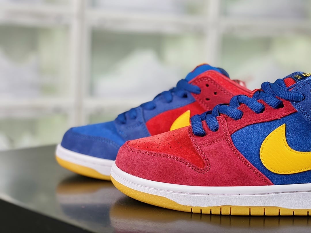 NK Dunk Low Azul, Vermelho e Amarelo Patchwork - Vista 8
