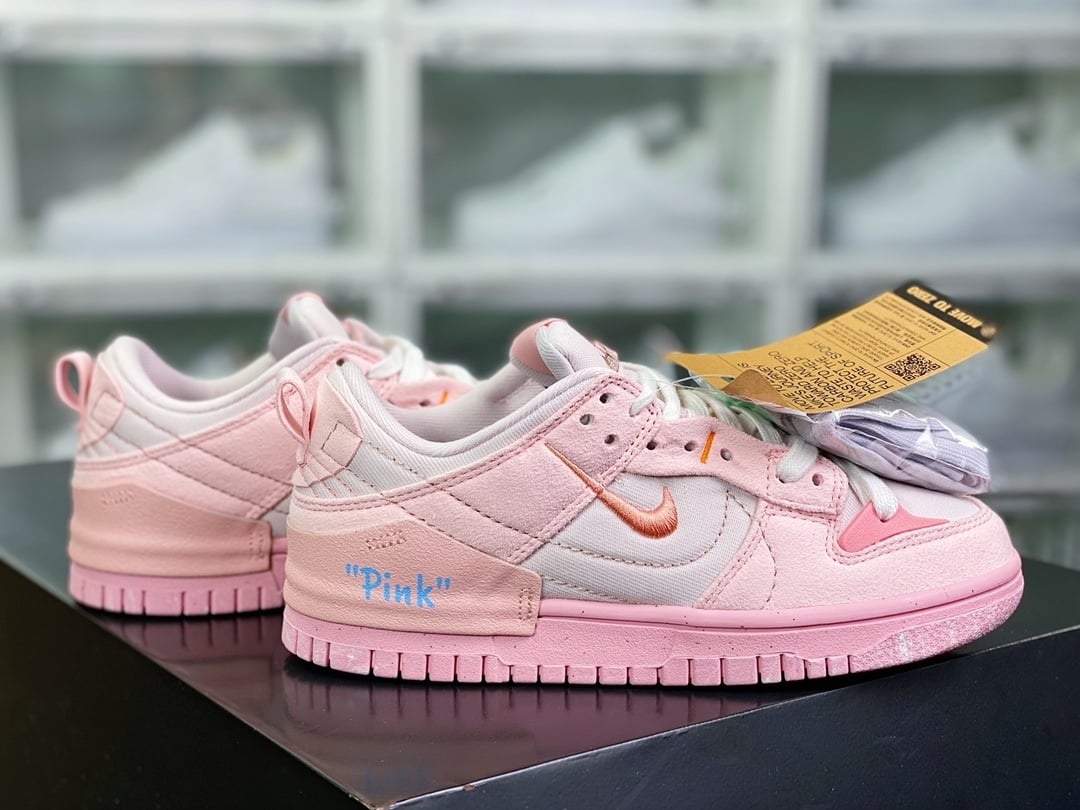 NK Dunk Low Desconstruído Rosa Duplo Swoosh - Vista 2