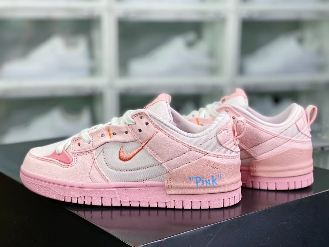 NK Dunk Low Desconstruído Rosa Duplo Swoosh - Vista 3