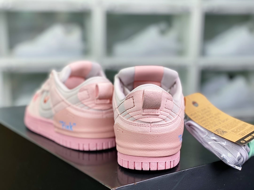 NK Dunk Low Desconstruído Rosa Duplo Swoosh - Vista 4