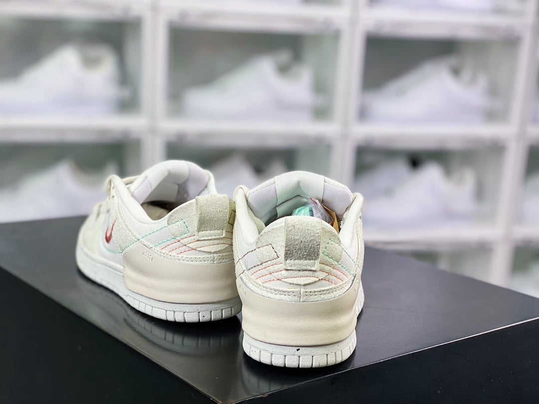 NK Dunk Low Deconstruído Off-White e Rosa Duplo Swoosh - Vista 3