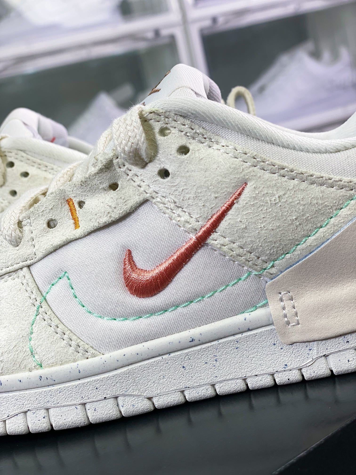 NK Dunk Low Deconstruído Off-White e Rosa Duplo Swoosh - Vista 7