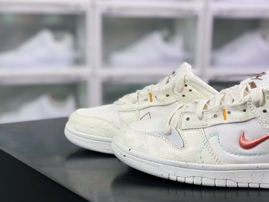NK Dunk Low Deconstruído Off-White e Rosa Duplo Swoosh - Vista 8
