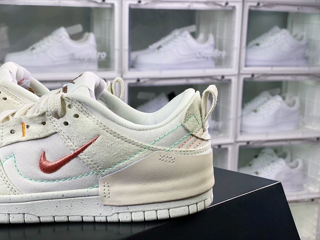 NK Dunk Low Deconstruído Off-White e Rosa Duplo Swoosh - Vista 9