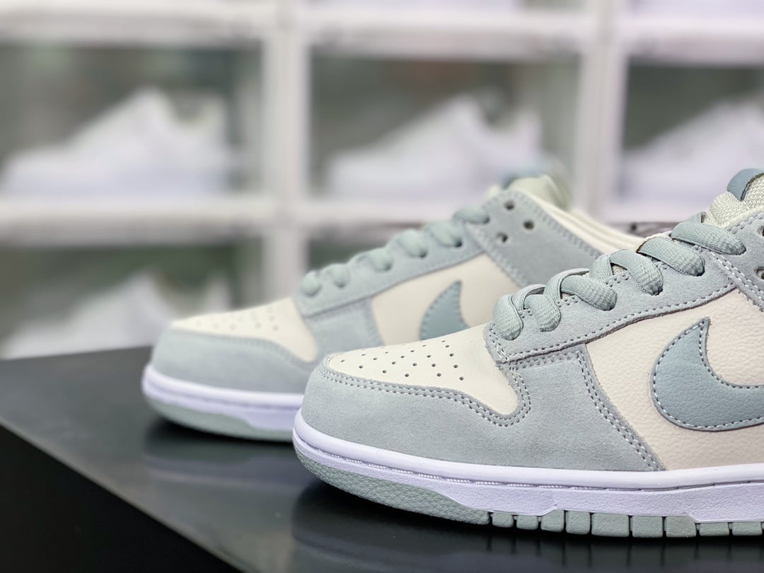 NK Dunk Low Azul-Verde e Creme - Vista 8