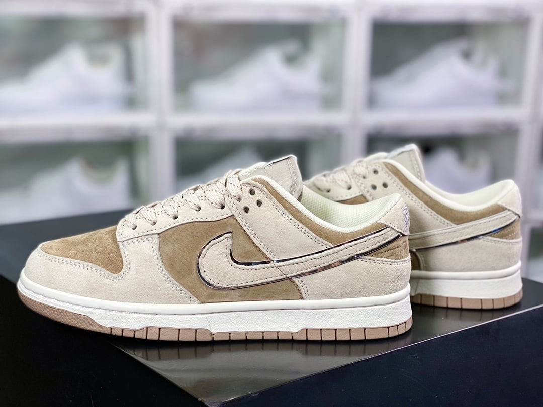 NK Dunk Low Camurça Cinza Claro Mocha Marrom - Vista 3