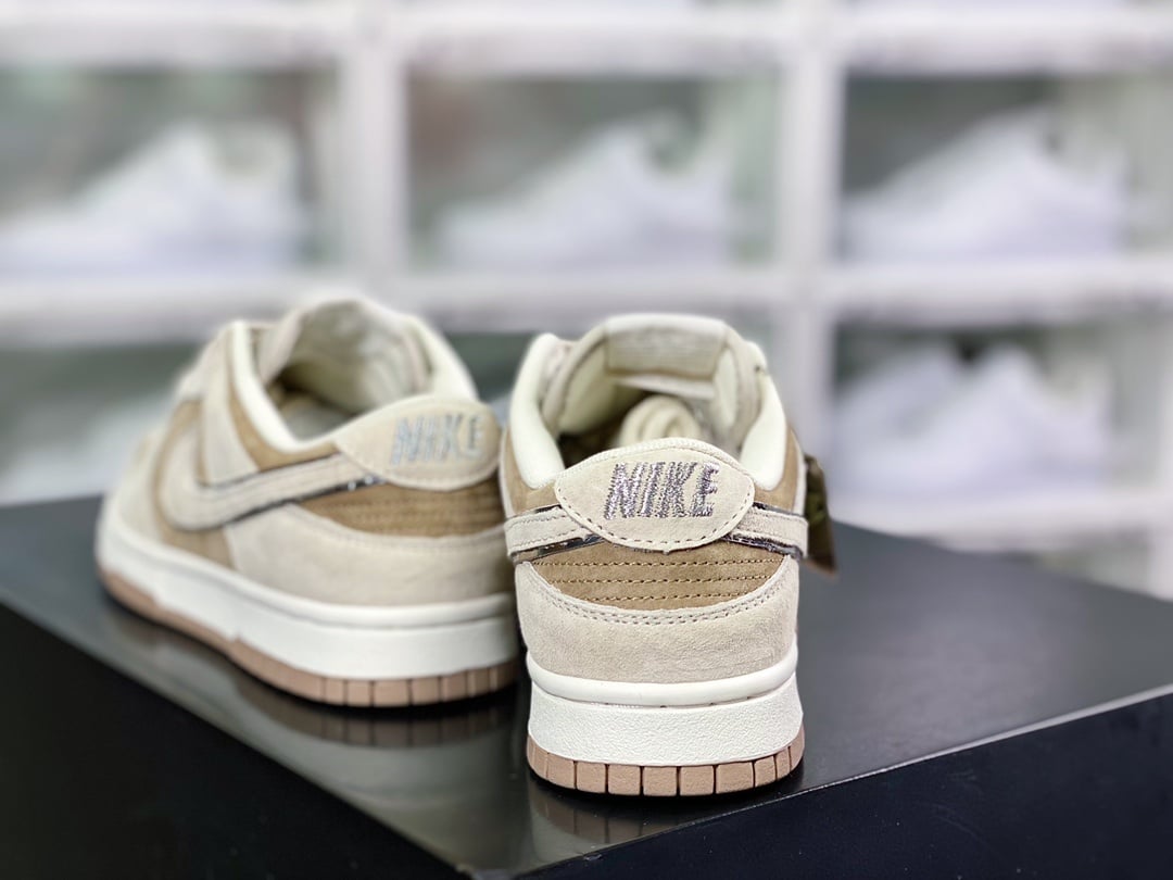 NK Dunk Low Camurça Cinza Claro Mocha Marrom - Vista 4