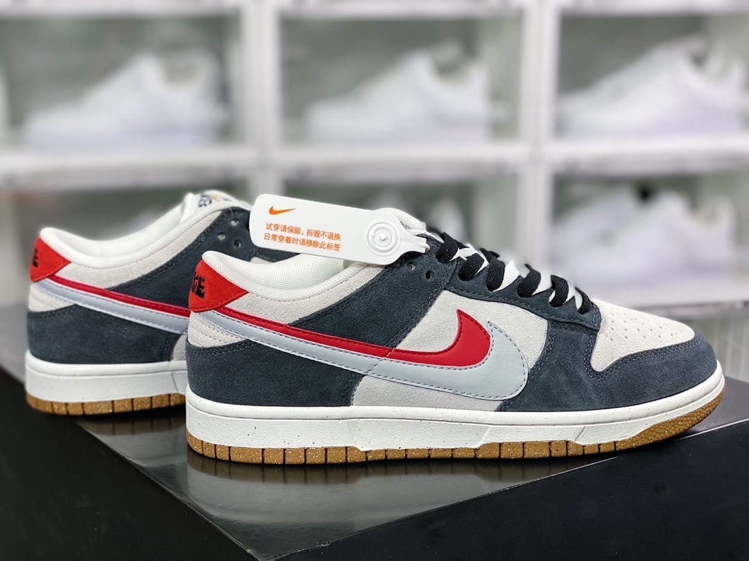 NK Dunk Low Camurça Cinza Claro Branco Duplo - Vista 2