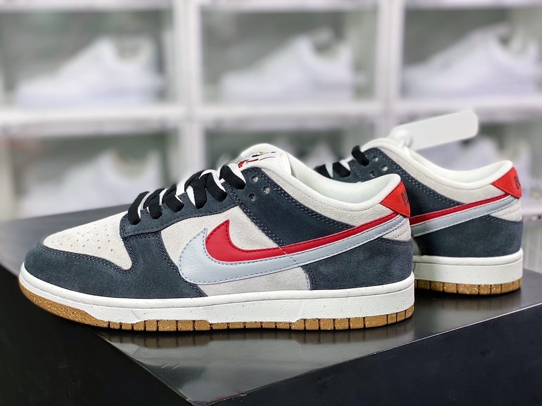 NK Dunk Low Camurça Cinza Claro Branco Duplo - Vista 3