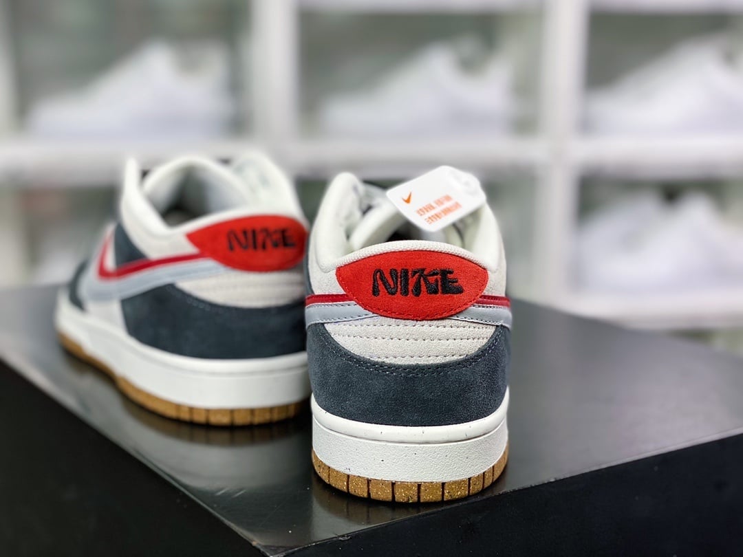 NK Dunk Low Camurça Cinza Claro Branco Duplo - Vista 4