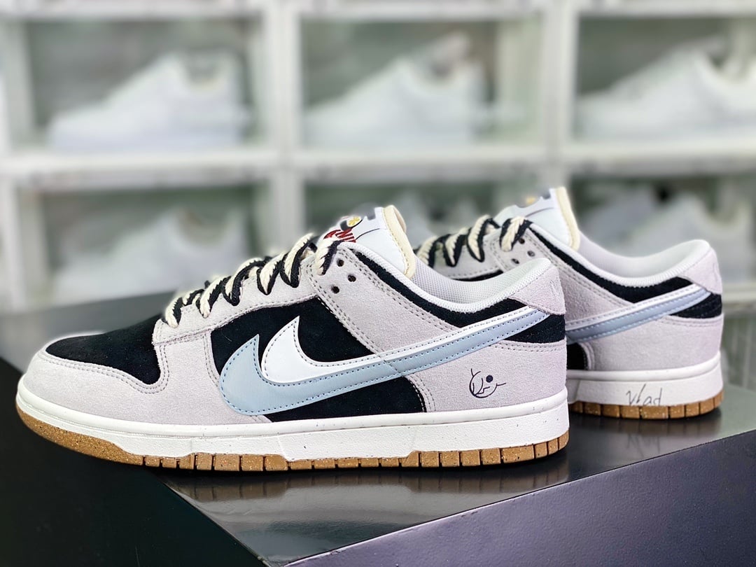 NK Dunk Low Camurça Cinza Claro, Preto e Branco - Vista 3