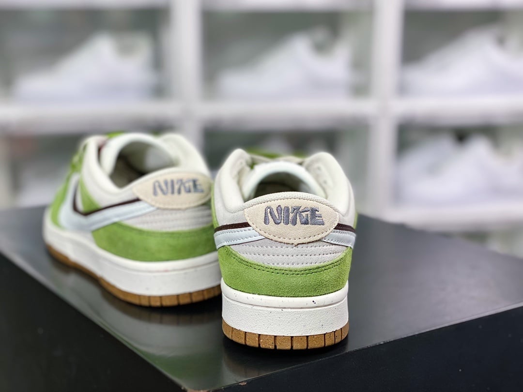 NK Dunk Low Camurça Cinza Verde Duplo Hook - Vista 4