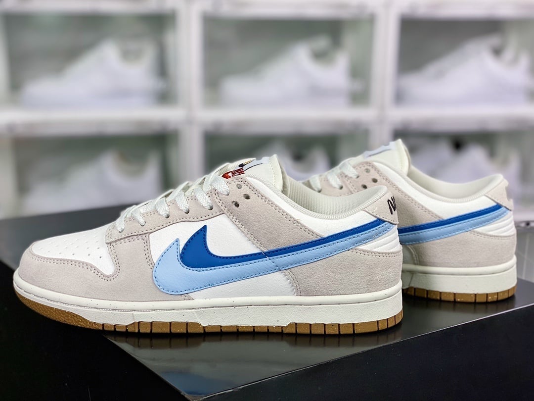 NK Dunk Low Camurça Cinza Azul Duplo Gancho - Vista 3