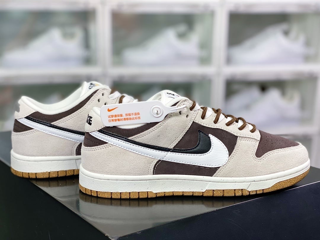 NK Dunk Low Camurça Branco Cinza Marrom - Vista 2