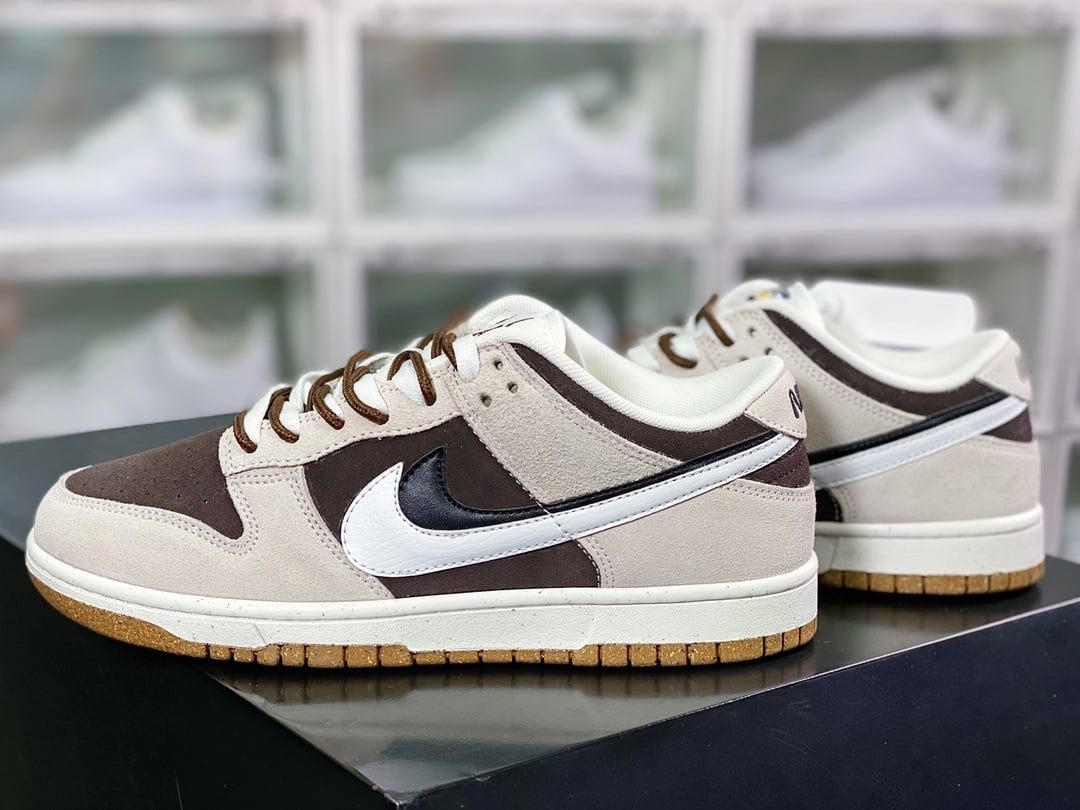 NK Dunk Low Camurça Branco Cinza Marrom - Vista 3
