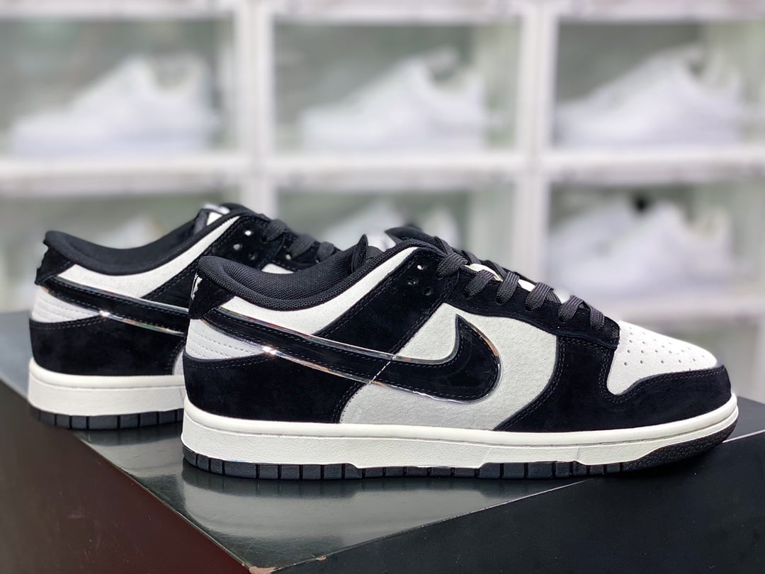 NK Dunk Low Camurça Preto Branco Prata Panda - Vista 2