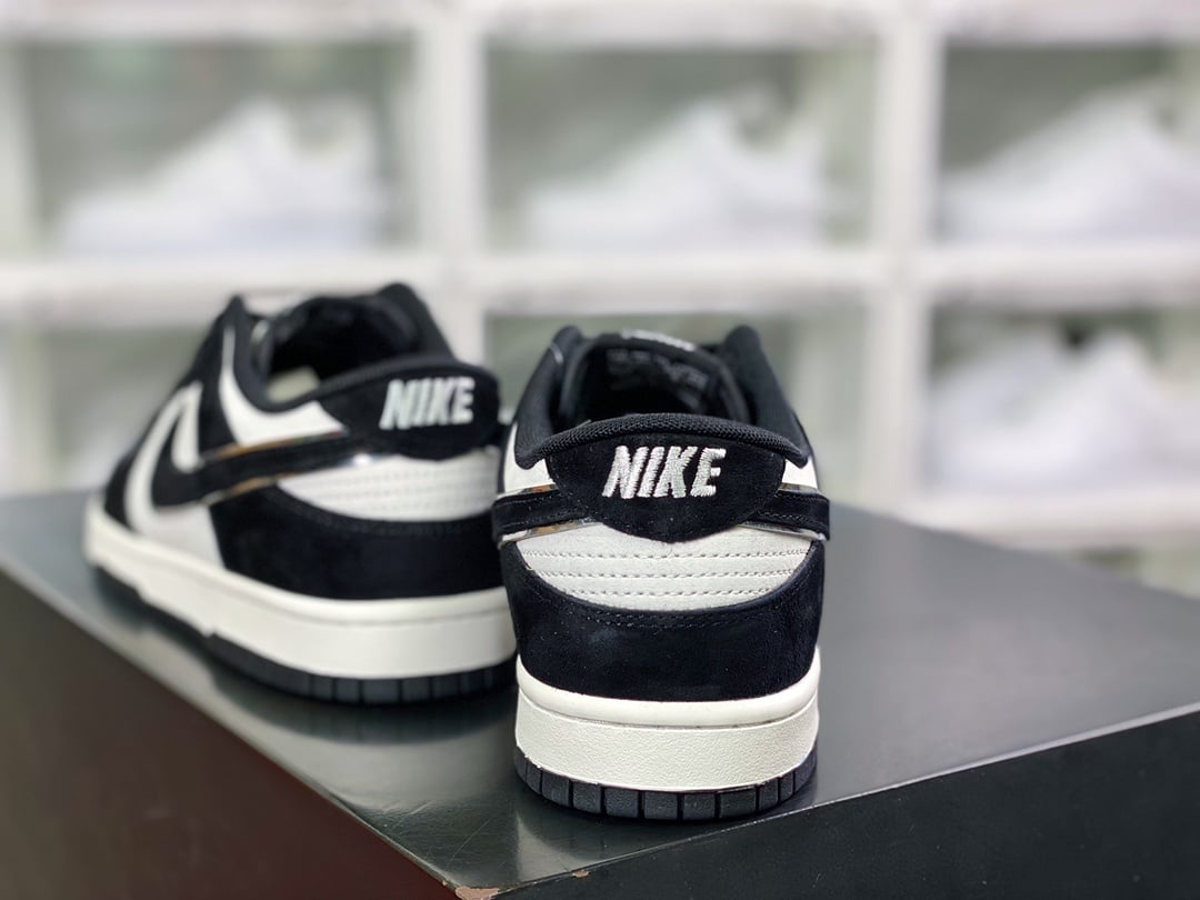 NK Dunk Low Camurça Preto Branco Prata Panda - Vista 4