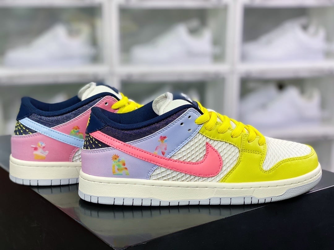 NK Dunk Low Amarelo Branco Arco-íris - Vista 2