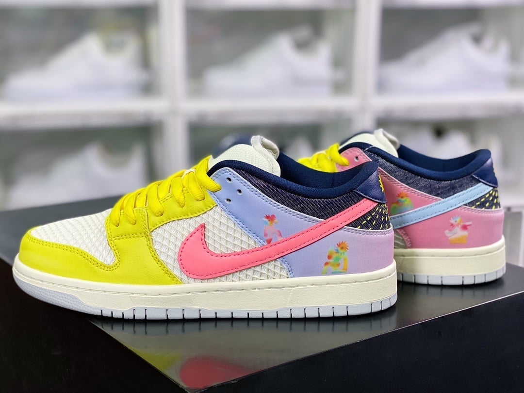 NK Dunk Low Amarelo Branco Arco-íris - Vista 3