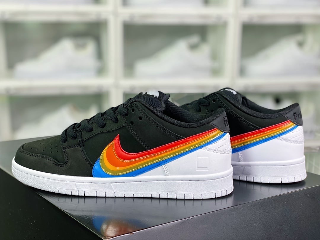 NK Dunk Low Preto Branco Três Logos - Vista 3