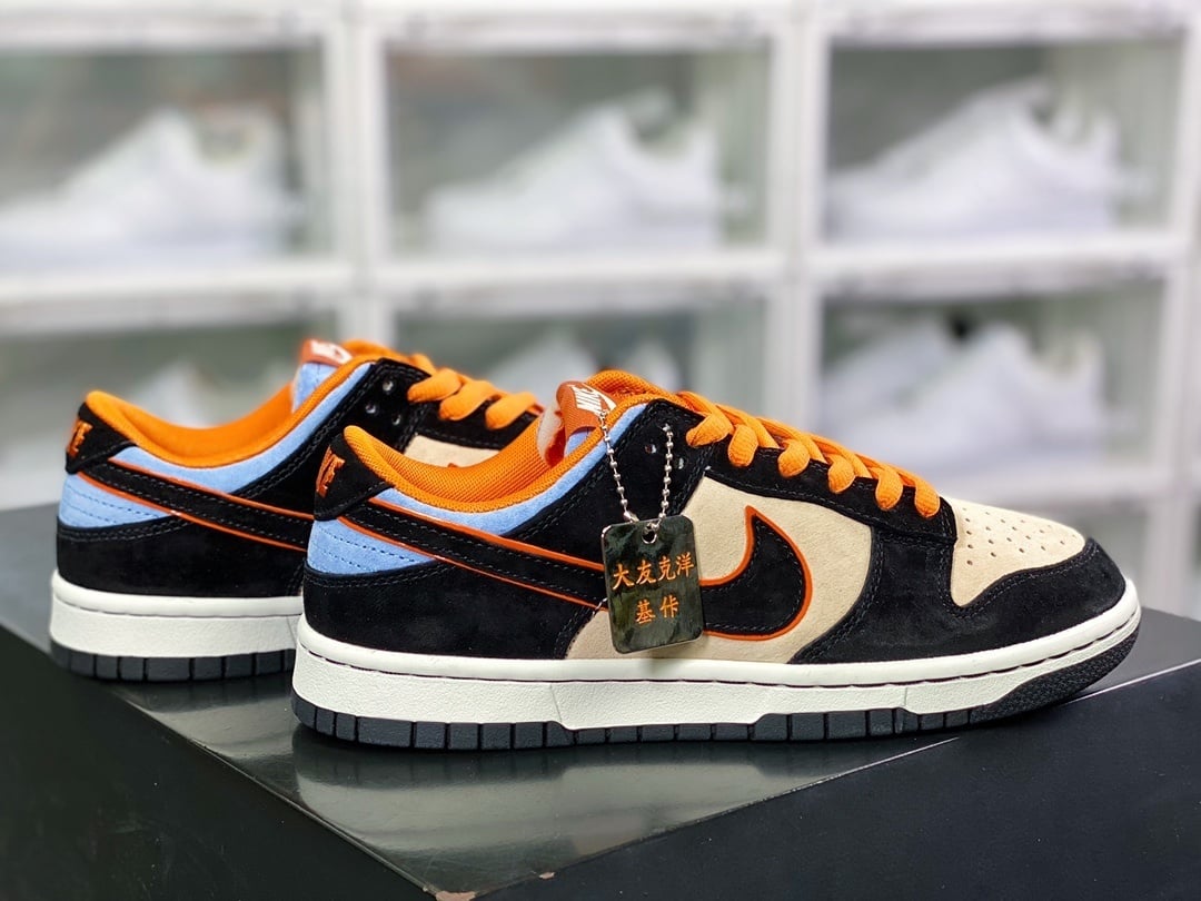 NK Dunk Low Preto Azul Laranja - Vista 2