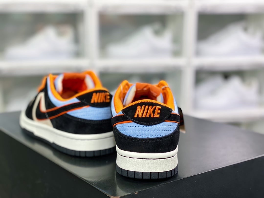 NK Dunk Low Preto Azul Laranja - Vista 4