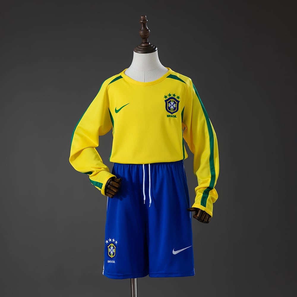 Camisola Principal Retro Brasil 2002 Manga Comprida Criança - Vista 1