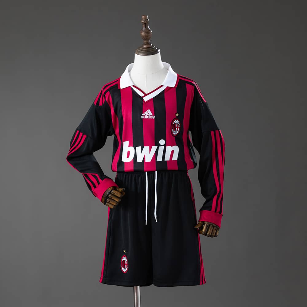 Camisola Principal Retro AC Milan 2009/2010 Manga Comprida Criança
