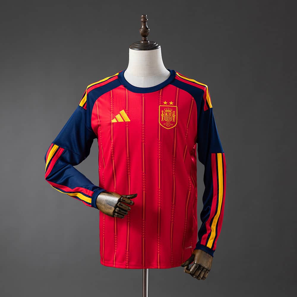Camisola Espanha 2026 Principal Edição Campeão 2 Estrelas Manga Comprida