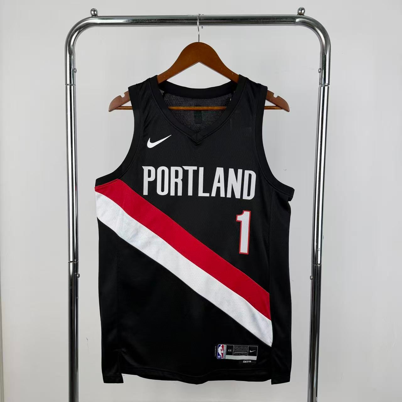 Camisola NBA Portland Trail Blazers Preta 2025/26 - Ja Morant #1 - Vista 2