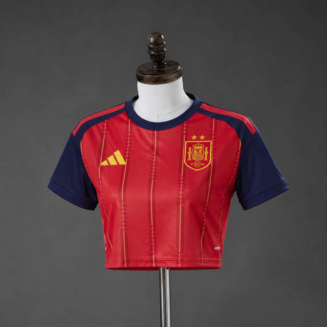 Camisola Espanha 2026 Principal Edição Campeã 2 Estrelas Feminina Crop