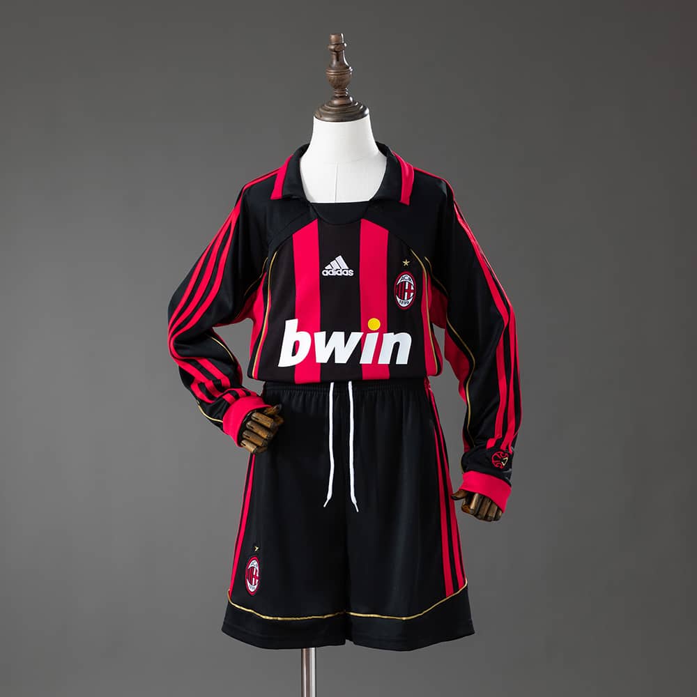Camisola Principal Retro AC Milan 2006/2007 Manga Comprida Criança