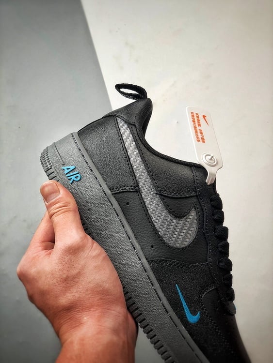 Nike Air Force 1 Low 07 Preto e Azul - Vista 2