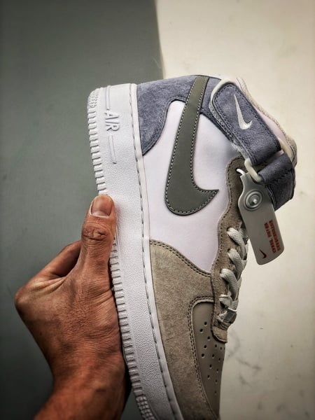 Air Force 1 07 Mid Cinzento e Azul Camurca - Vista 2