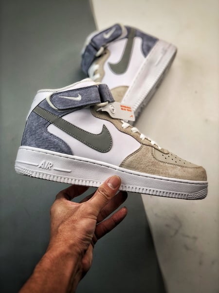 Air Force 1 07 Mid Cinzento e Azul Camurca - Vista 7