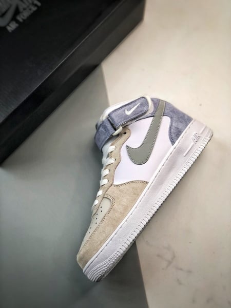 Air Force 1 07 Mid Cinzento e Azul Camurca - Vista 8