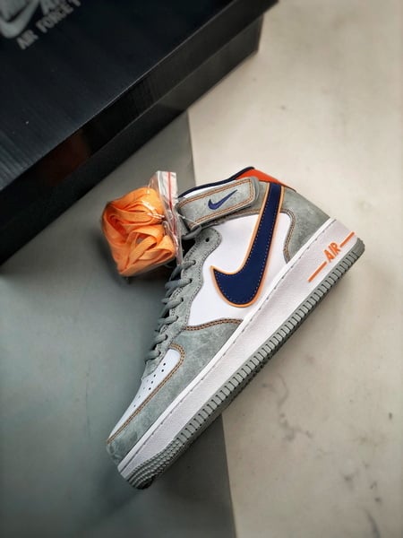 Air Force 1 07 Mid Cinzento e Azul Camurca - Vista 8