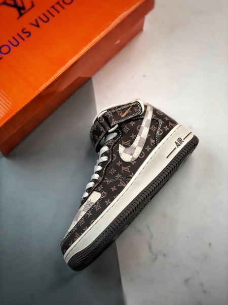 Air Force 1 07 Mid LV Bege e Marrom Estampado Completo - Vista 8