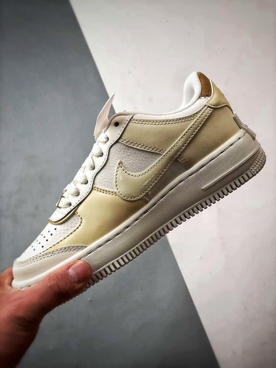 Air Force 1 Shadow Bege Branco e Dourado - Vista 5