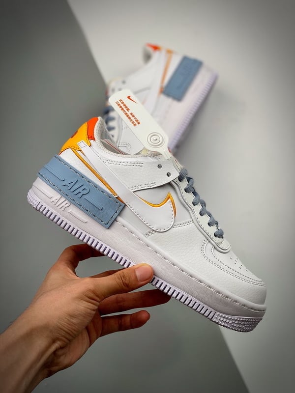 Air Force 1 ShadowBranco Laranja Azul Patchwork - Vista 2