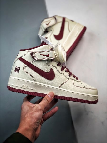 Air Force 107 Mid Cinco Faixas Bege Branco e Vinho - Vista 7