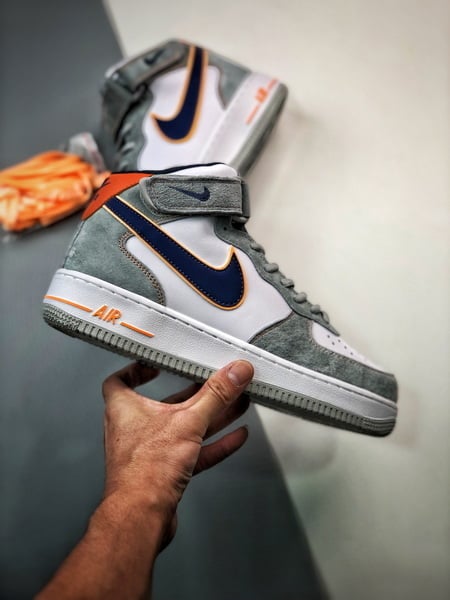 Air Force 107 Mid Cinzento e Azul Camurca - Vista 2