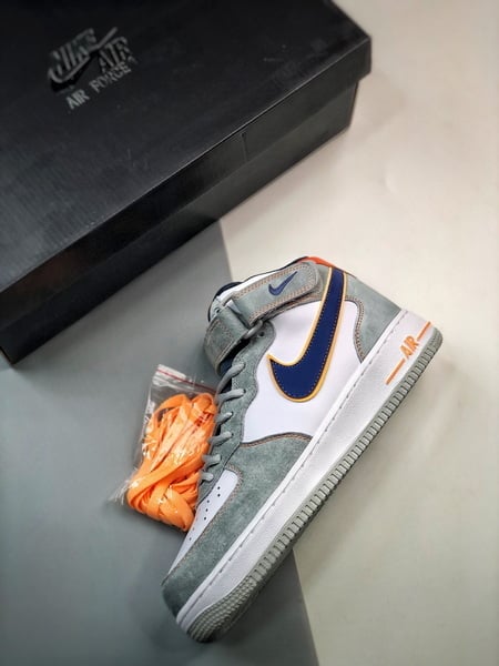 Air Force 107 Mid Cinzento e Azul Camurca - Vista 3